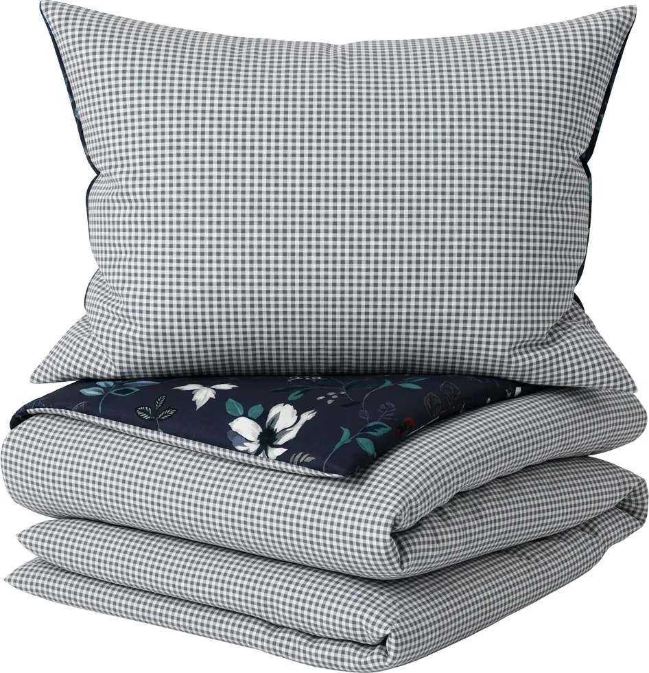 Lenjerie de pat reversibila DUO SENSE NOCTIFLORA albastru inchis cocolino/flanel Dimensiune lenjerie de pat: 2 buc 70 x 90 cm | 200 x 220 cm