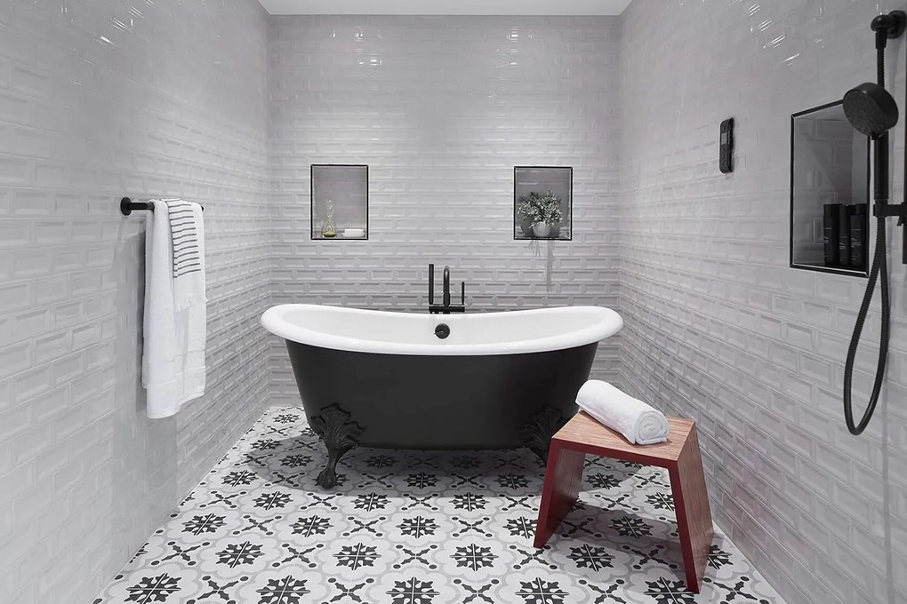 Baterie de podea negru, design elegant și modern – Perfectă pentru un interior contemporan.