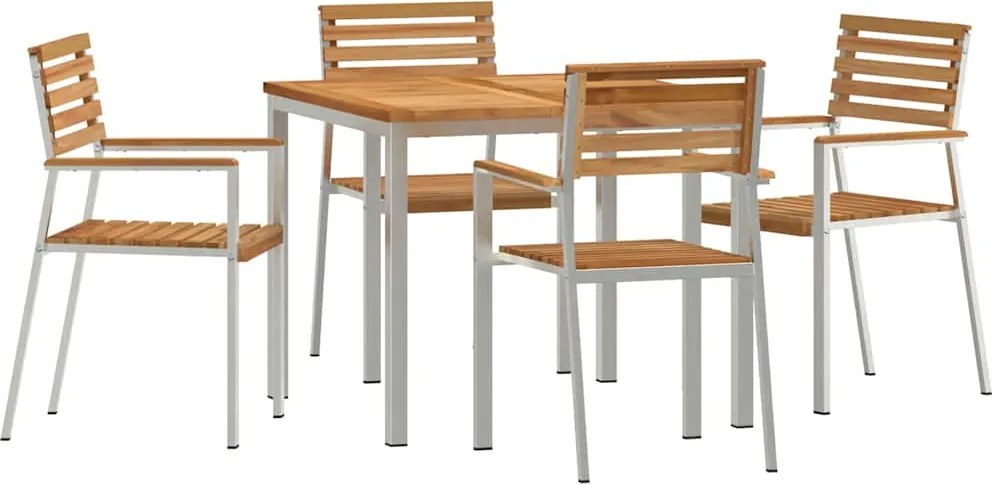 vidaXL Set de masă pentru grădină 5 pcs Maro Lemn solid de tec