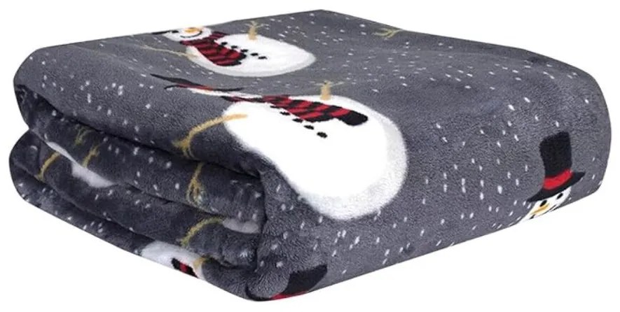 Patura pufoasa de Craciun luminata SNOW BUDDY, gri Dimensiune: 150 x 200 cm
