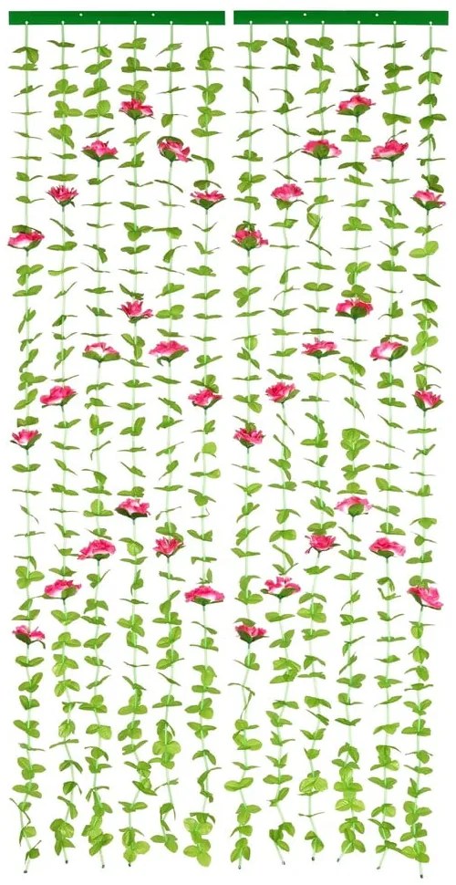 Draperie roșie-verde 90x190 cm cu prindere la ușă Roses – Maximex