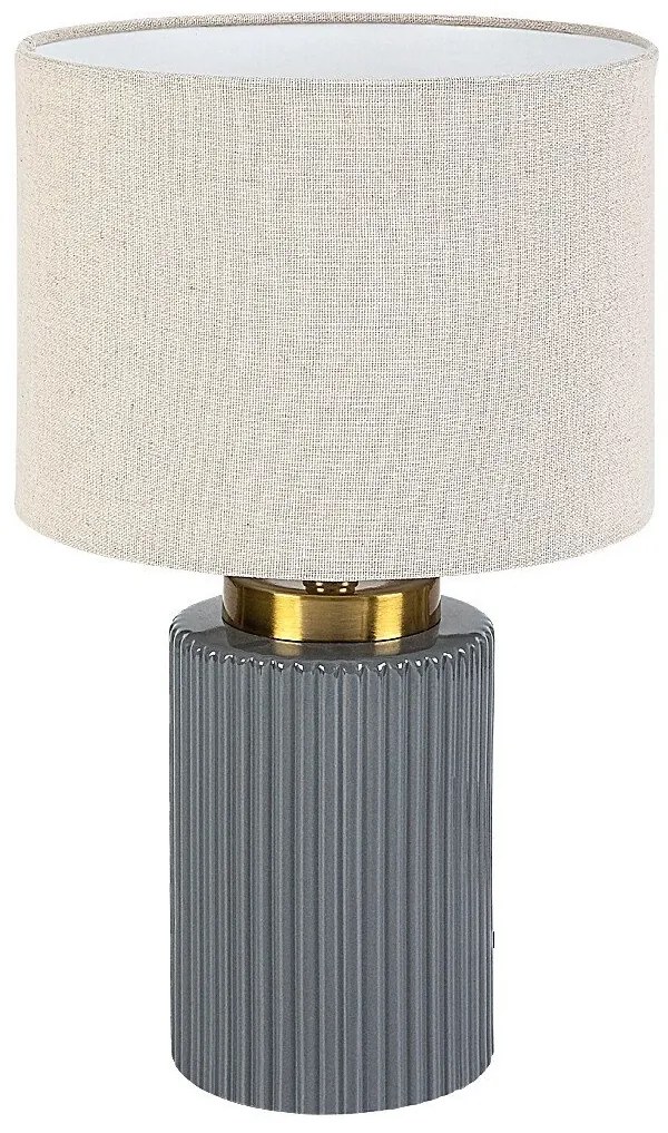 Lampa de masa ceramica gri abajur alb Glovy