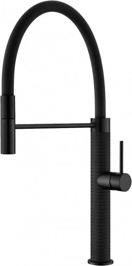 Baterie bucatarie cu pipa flexibila Inter Ceramic finisaj negru mat