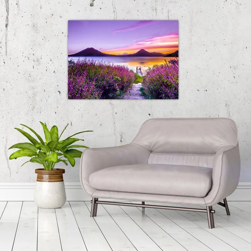 Tablou pe sticlă cu lac (70x50 cm)