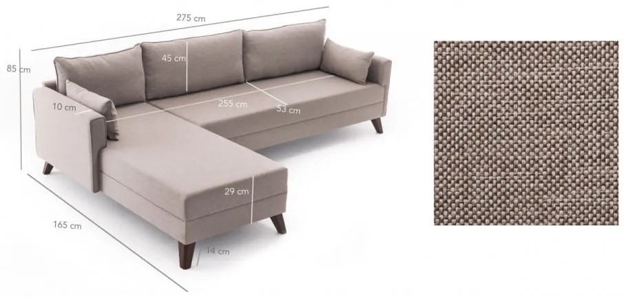 Coltar Bella Corner Sofa Left 1, Crem