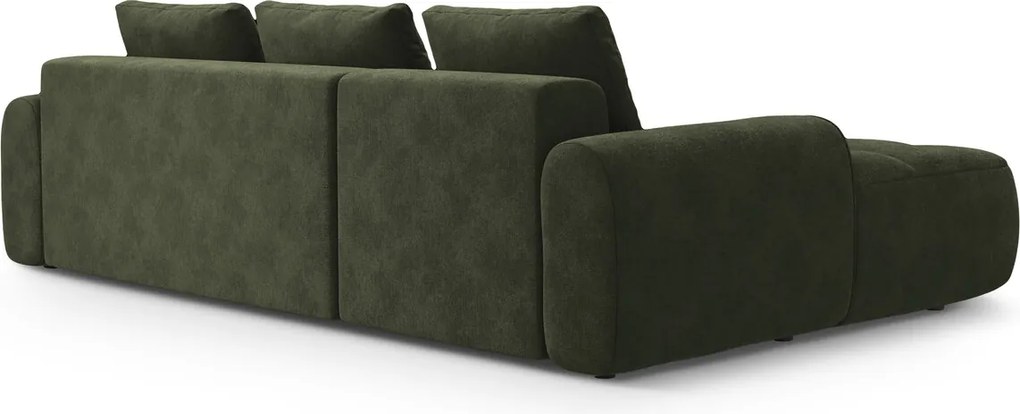 Coltar extensibil stanga 3 locuri, Linz, Cosmopolitan Design, 275x142x84 cm, catifea, verde