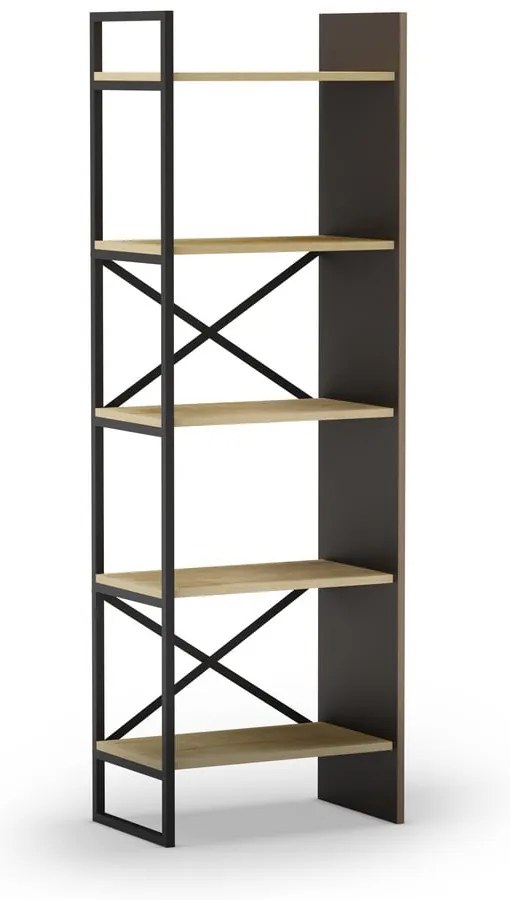 Bibliotecă în culoare naturală cu aspect de lemn de stejar 58x175 cm Ara – Marckeric