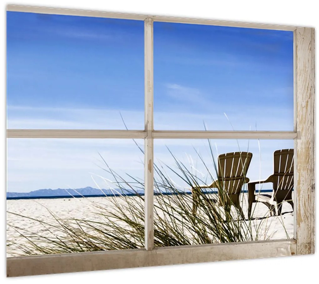 Tablou - Fereastră cu vedere la plajă (70x50 cm)