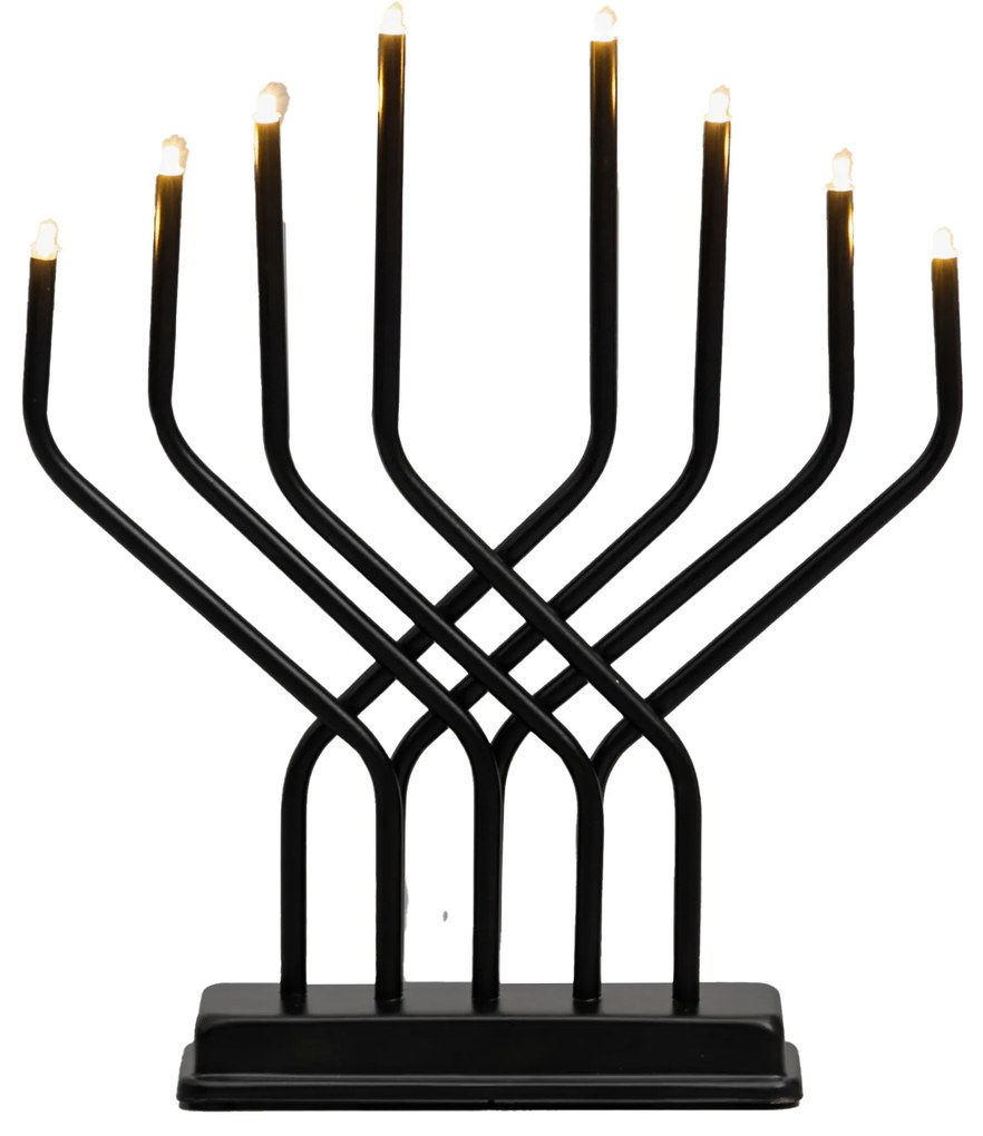 Candelă adventistă LED, 8 lumini, 32 x 27 cm, negru