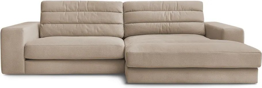 Colțar taupe cu tapițerie din catifea (cu colț pe partea dreaptă/cu șezlong) Sierra – Bobochic Paris