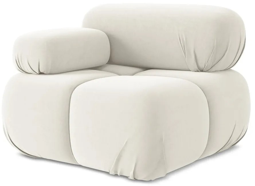 Modul pentru canapea modulară alb cu tapițerie din catifea (cu colț pe partea stângă) Lokua – Makamii