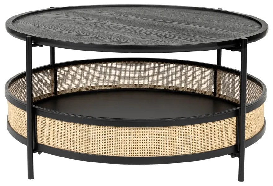 Măsuță de cafea neagră/în culoare naturală rotundă ø 80 cm Makoto – White Label