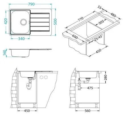 Chiuvetă de bucătărie ALVEUS 1069147 LINE 79x50 cm crom