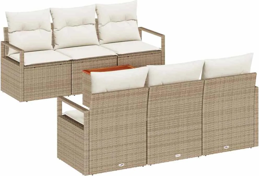 vidaXL Set de canapele pentru grădină 7 pcs Bej și crem poliratan