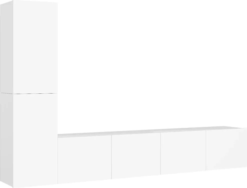 vidaXL Set dulapuri TV, 4 piese, alb, lemn prelucrat