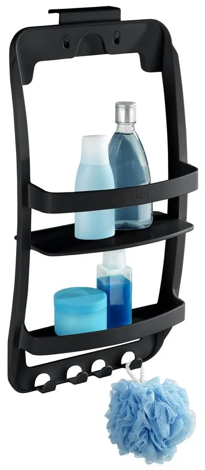 Raft pentru baie negru de agățat, autoadeziv din plastic Universal – Wenko