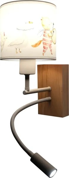 Brilagi - Lampă LED Flex. BOBO WOOD 1xE27/25W/230V + LED/3W stejar/alb/cu motive animale