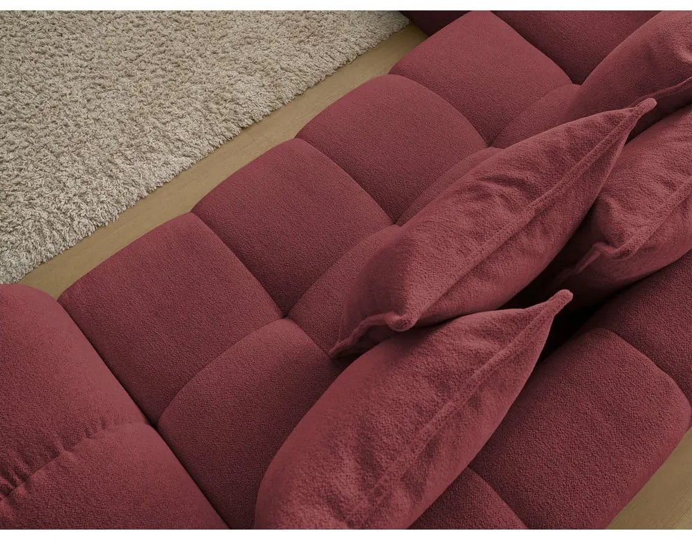 Colțar burgundy extensibil/cu spațiu de depozitare cu tapițerie din chenille (cu colț pe partea stângă/în formă de ”L”) Everest – Bobochic Paris