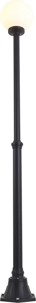 Lampă clasică de exterior neagră cu sticlă opal 210cm IP44 - Champs