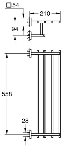 GROHE 41099000 - Suport multiplu pentru prosoape START CUBE 600 mm, crom lucios