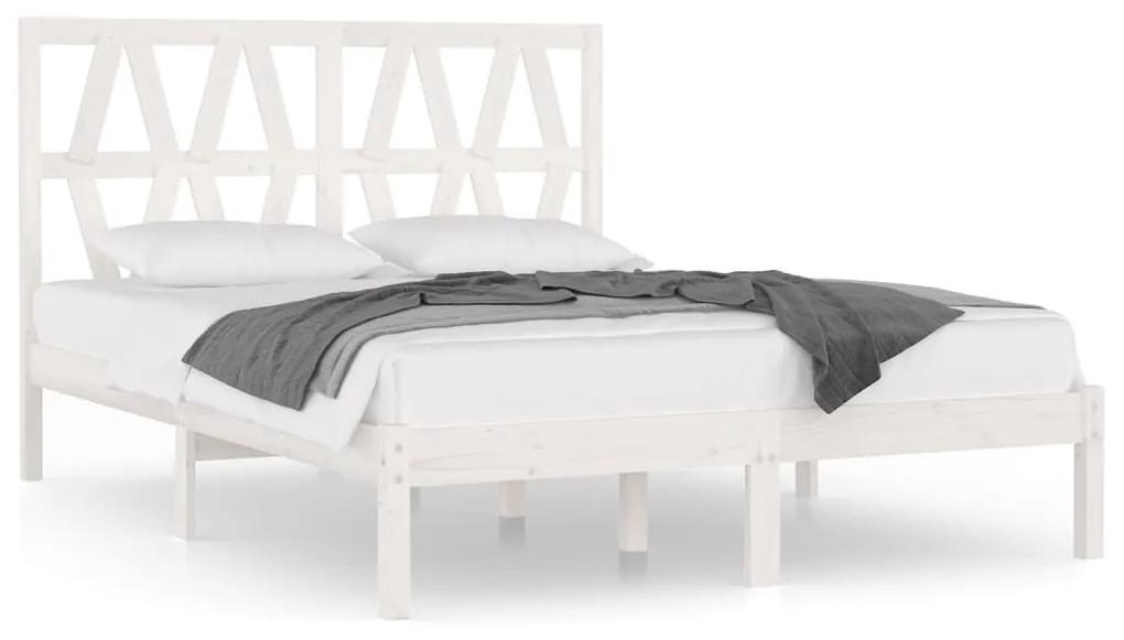 3103969 vidaXL Cadru de pat mic dublu, alb, 120x190 cm, lemn masiv de pin