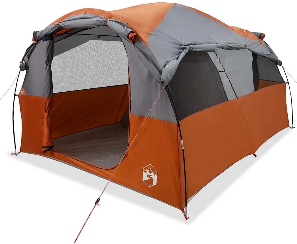 vidaXL Cort de familie tunel 6 persoane, gri/portocaliu, impermeabil