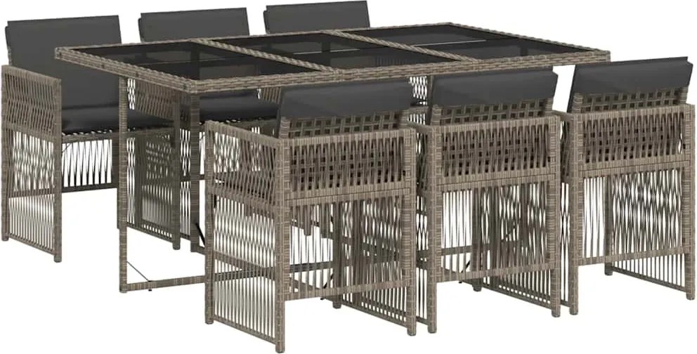 vidaXL Set mobilier de grădină cu perne, 7 piese, gri, poliratan