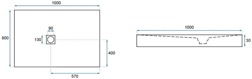 Cadita dus dreptunghiulara Rea Stone 80x100 negru