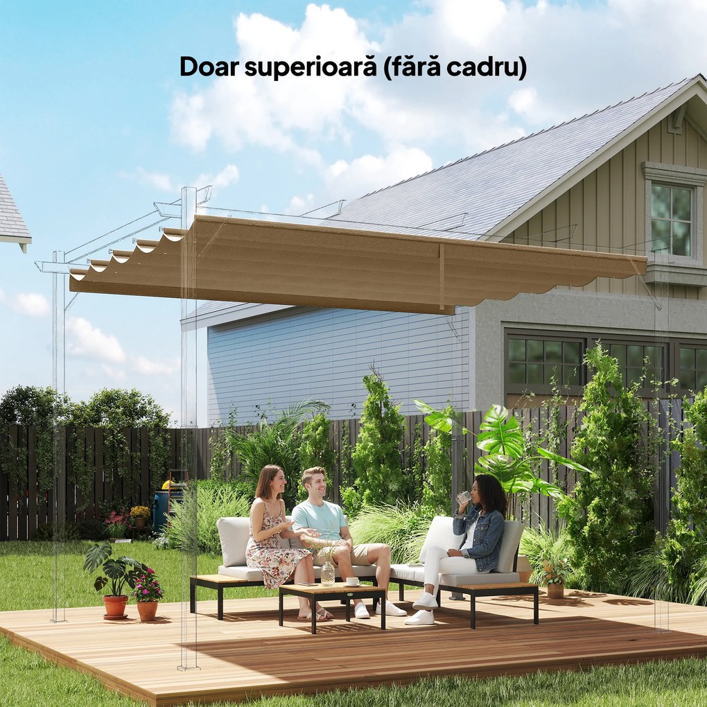 Outsunny Acoperiș de Schimb pentru Pergolă cu 10 Orificii de Drenaj, Permeabil, 4x3 m, Bej | Aosom Romania