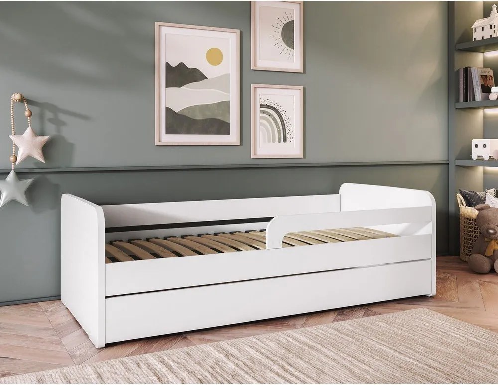 Pat pentru copii alb cu somieră 80x200 cm Duuli – ELTAP