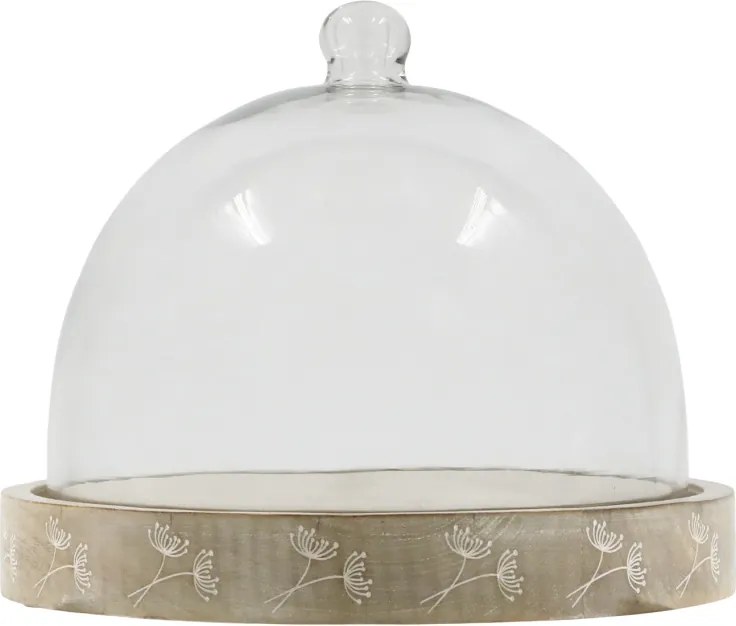 Tava din lemn de mango, cu capac din sticla, H21/D27cm, Dome