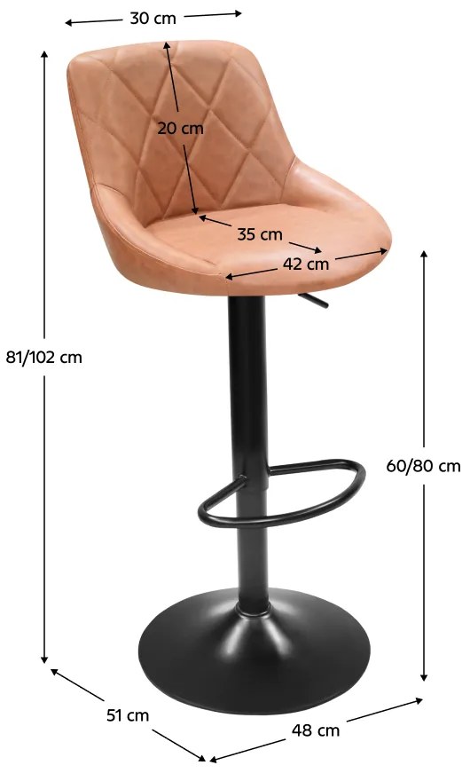 Scaun de bar, coniac negru, TERKAN NEW