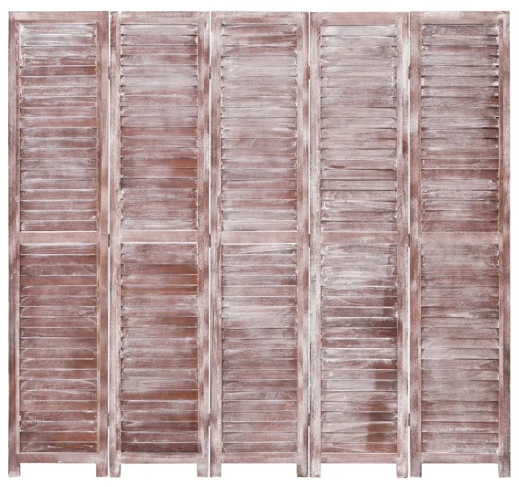 284213 vidaXL Paravan de cameră cu 5 panouri, maro, 175 x165 cm, lemn