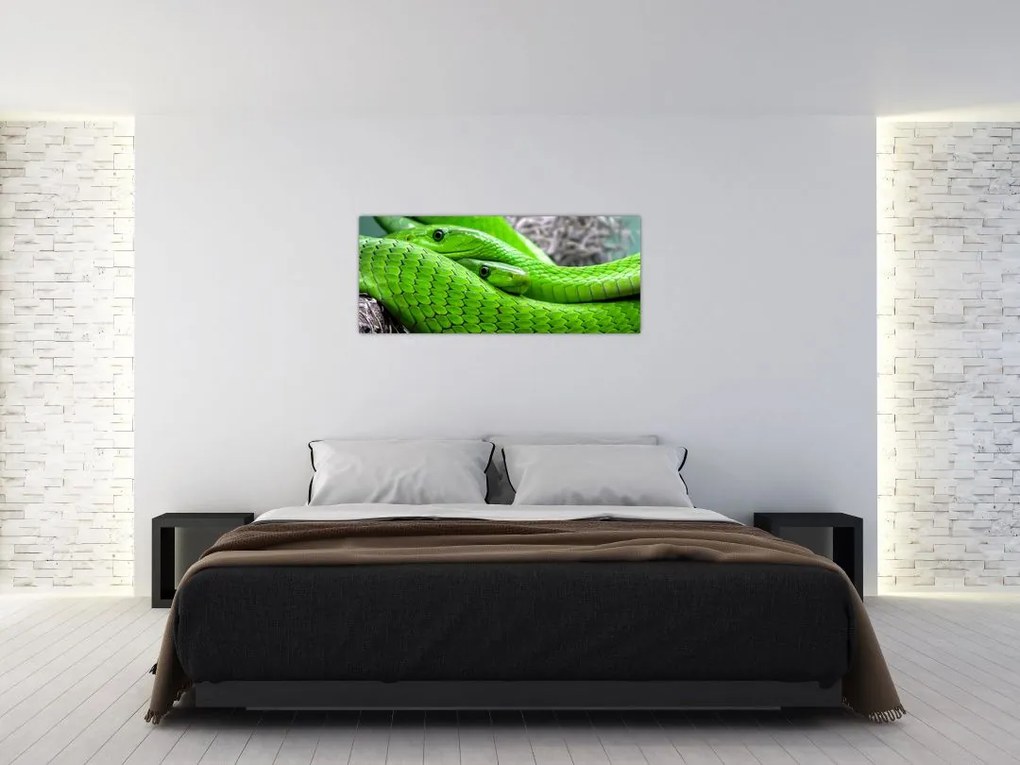 Tablou cu șerpi verzi (120x50 cm)