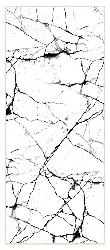 COVOR ANTIDERAPANT BERENICE, DREPTUNGHIULAR, 80X200 CM, ABSTRACT, ALB, NEGRU, 60% BUMBAC
