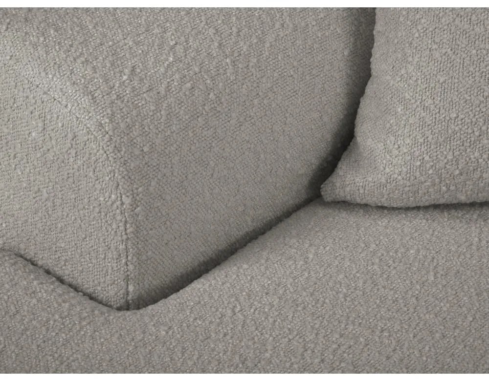 Colțar gri deschis extensibil, cu spațiu de depozitare cu tapițerie din țesătură bouclé (cu colț pe partea stângă, cu șezlong) Kyoto – Cosmopolitan Design