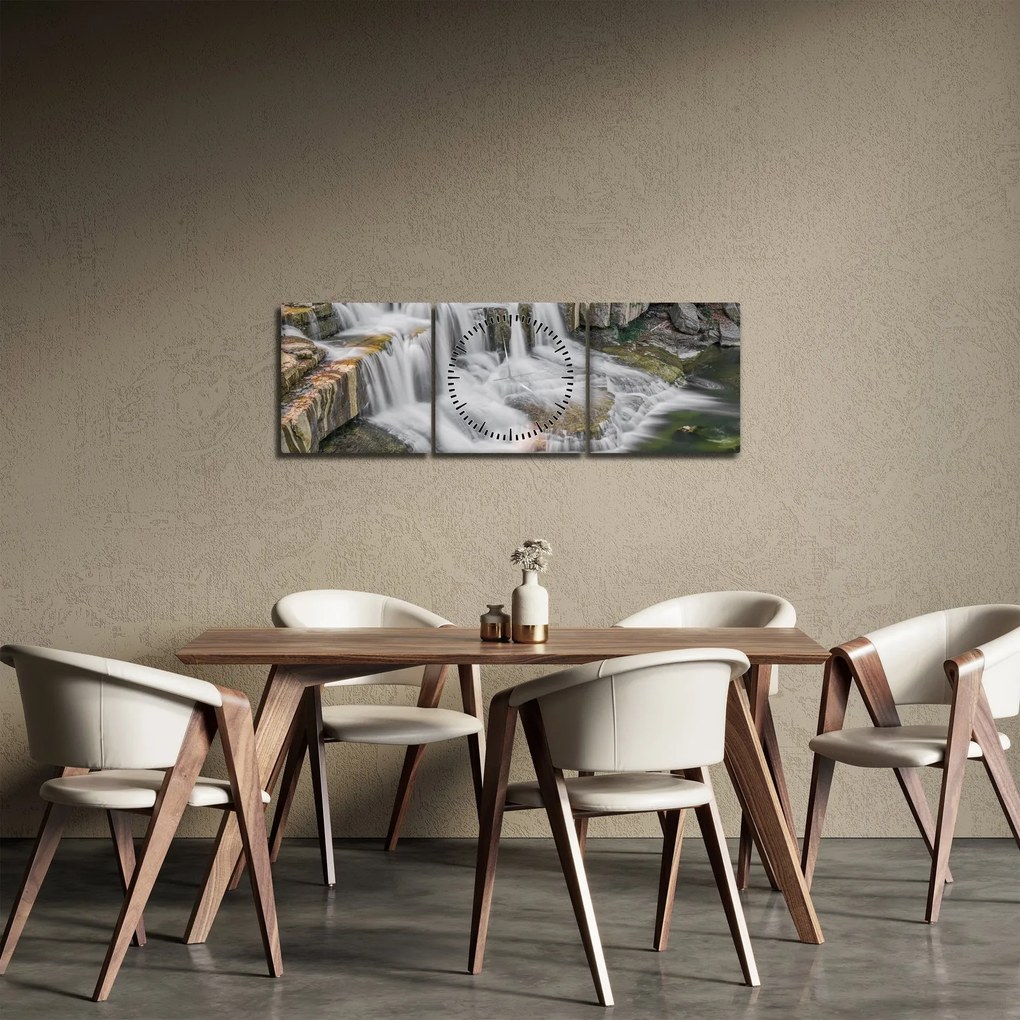 Tablou cu cascade (cu ceas) (90x30 cm)