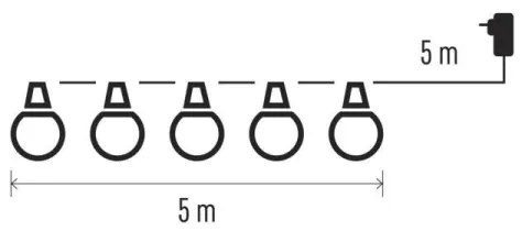 Ghirlandă decorativă LED pentru exterior, 10 LED/10 m, IP44, alb