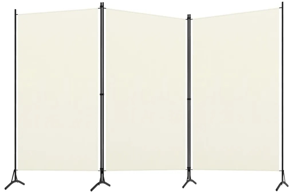 Paravan de cameră cu 3 panouri, crem, 260 x 180 cm, textil