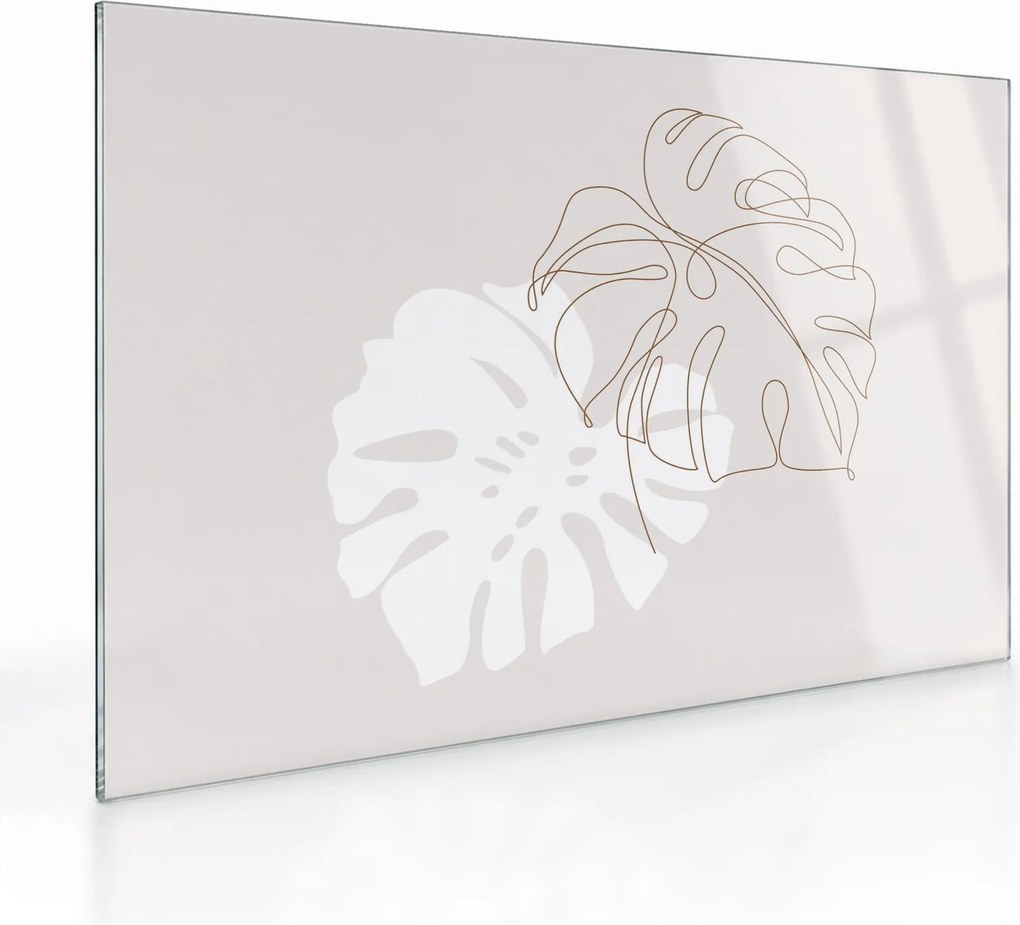 Tablou pe sticlă - Linia de artă monstera N⁰2 (70x50 cm)