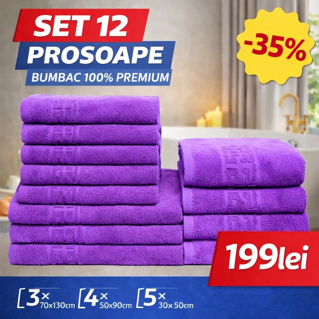 Set 12 Prosoape Premium Bumbac 100% – Moi &amp; Absorbante 🔥
