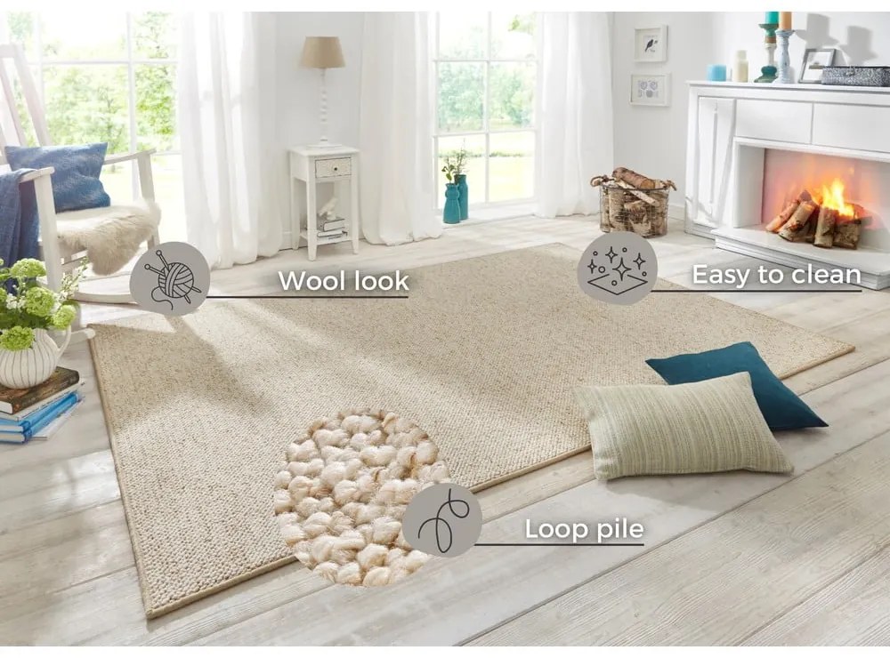 Covor crem 60x90 cm Wolly – BT Carpet