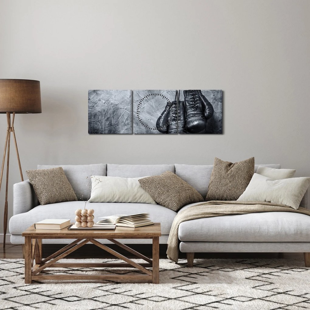 Tablou - Mănuși de box (cu ceas) (90x30 cm)