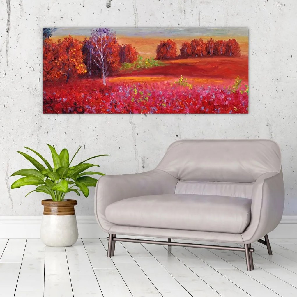 Tablou - Peisaj roșu (120x50 cm)