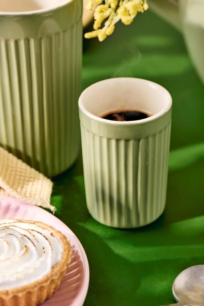 Cana ceramica cu striatii ESPRESSO MYNTE WASABI 100 ml verde