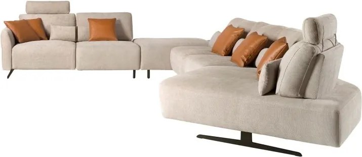 Coltar modular LUX design italian cu sezlong stanga Velvet sand