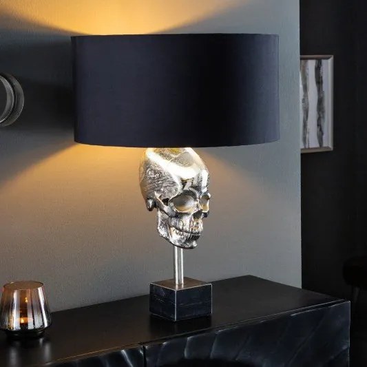 Veioza, Lampa de masa moderna Skull negru/ argintiu