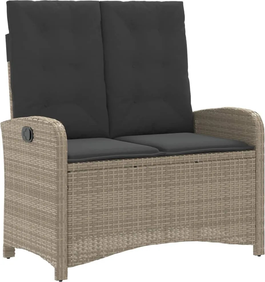 vidaXL Bancă rabatabilă de grădină cu perne, gri deschis, poliratan