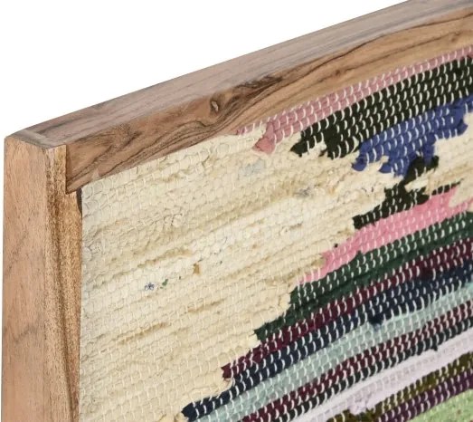 Set 2 tablouri decorative din bumbac chindi țesut manual în ramă din lemn de acacia, 60×90 cm, „Chindi"