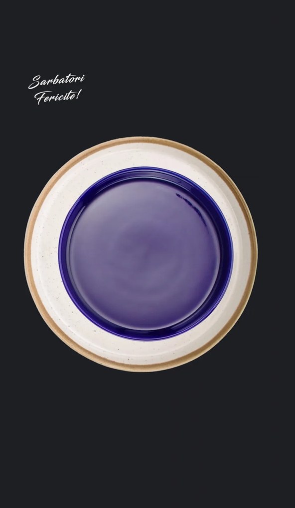 Set 4 Farfurii Sarbatori (2 Farfurii mari 25cm Sand Dune, 2 Farfurii mici 20cm Cobalt)